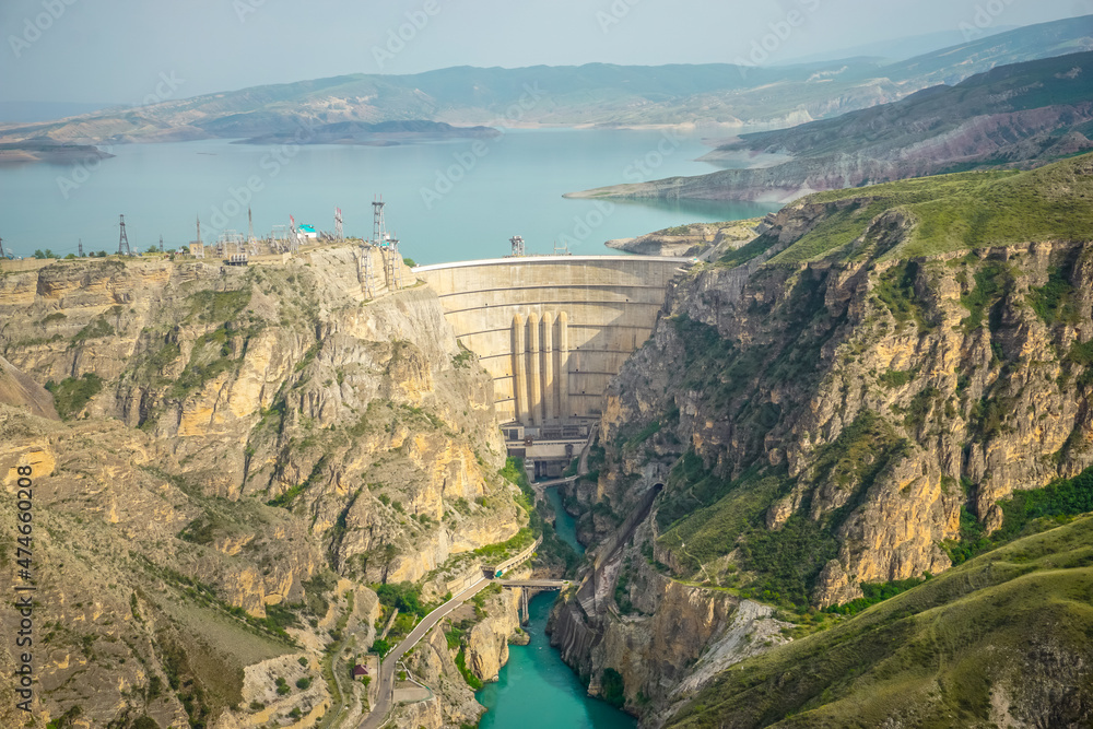 Chirkey hydroelectric power station and Sulak canyon in Dagestan