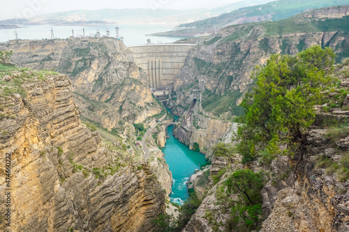 Chirkey hydroelectric power station and Sulak canyon in Dagestan