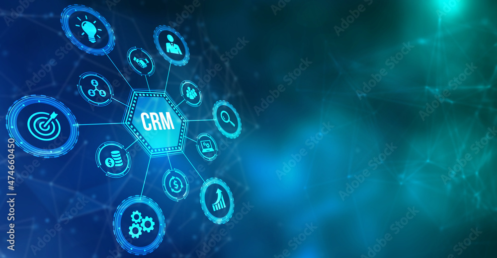 Internet, business, Technology and network concept.CRM Customer Relationship Management. 3d illustration.