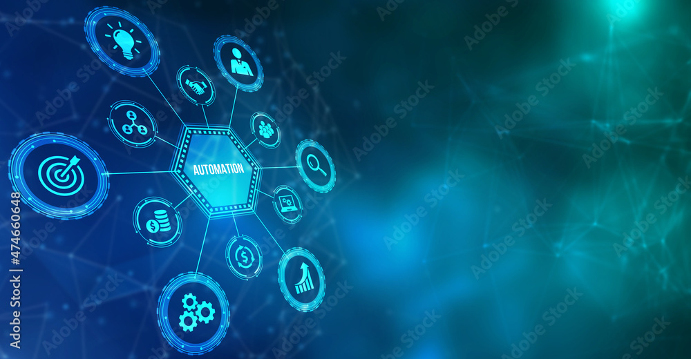 Obraz premium Internet, business, Technology and network concept. Automation Software concept as an innovation. 3d illustration.