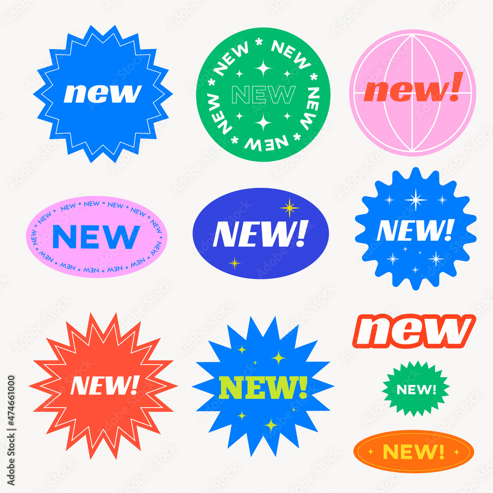 Cool Trendy New Stickers Collection. Patch Vector Illustration. - obrazy, fototapety, plakaty 