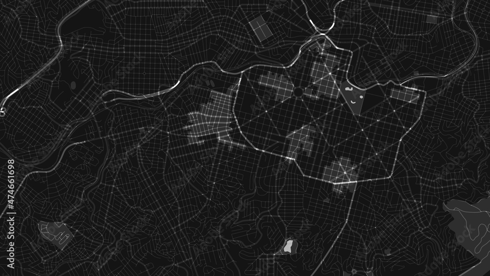 black and white map city of  brazilia