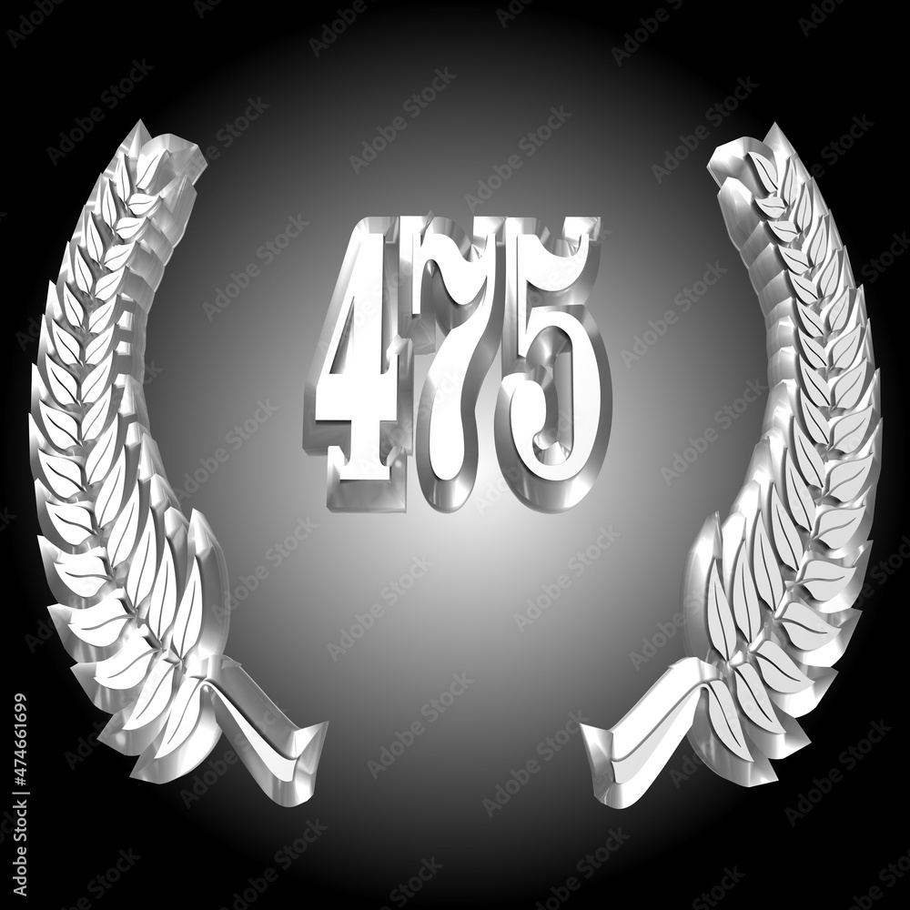 Zahl 475 mit Lorbeerkranz, Ehrenkranz, Siegerkranz als 3D-Illustration ...