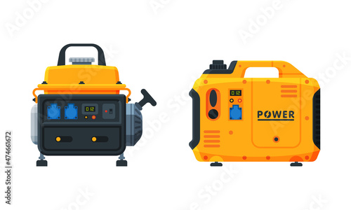 Types of Industrial Electrical Power Generator Vector Set photo