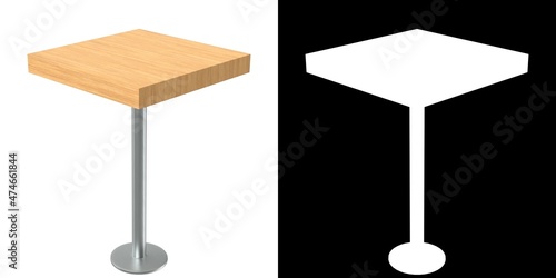 3D rendering illustration of a bar table