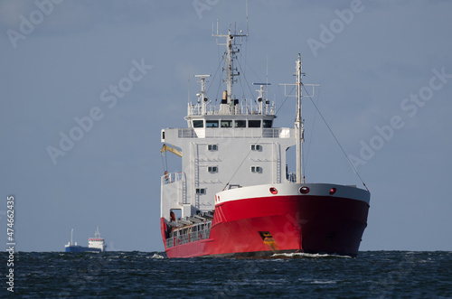 MERCHANT VESSEL - Red ship on a cruise at sea