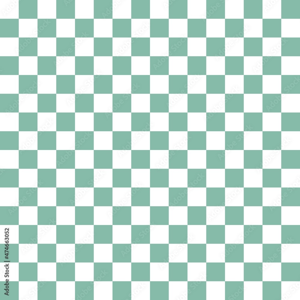 Fototapeta premium Green and White checkerboard seamless pattern background. Vector illustration.