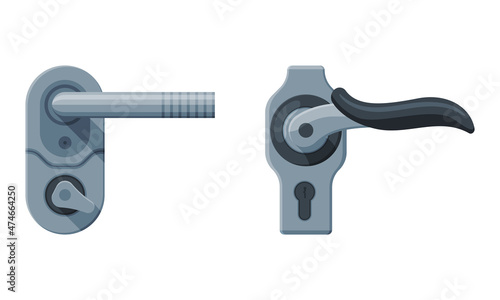 Metal Door Handle or Doorknob for Opening and Closing Portal Vector Set
