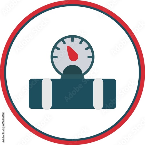 Gas Guage Flat Circle Vector Icon Design