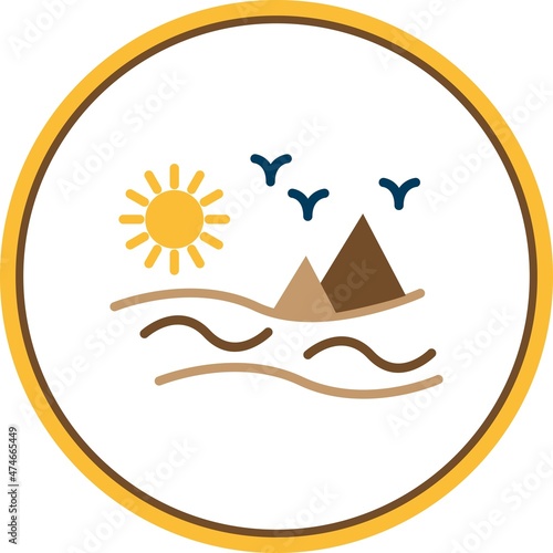Desert Flat Circle Vector Icon Design