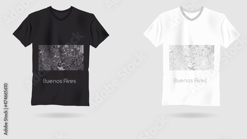 map city buenos aires. Printing on T-shirt. Art web object.
