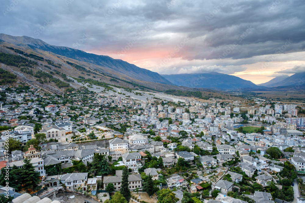 Gjirokastra Albania a UNESCO World Heritage Site, the old town is famous for being a well-preserved city of authentic architecture