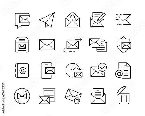 Mail Line Icons - Vector Line Icons. Editable Stroke. Vector Graphic