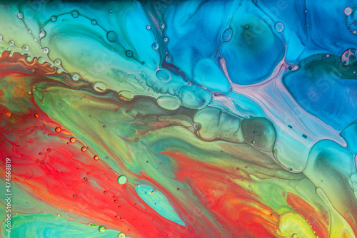 Fototapeta Naklejka Na Ścianę i Meble -  Blue Acrylic Pour Color Liquid marble abstract surfaces Design.