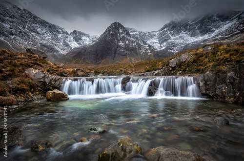 Fairy Pools Skye Waterfall with Mountains © Tony