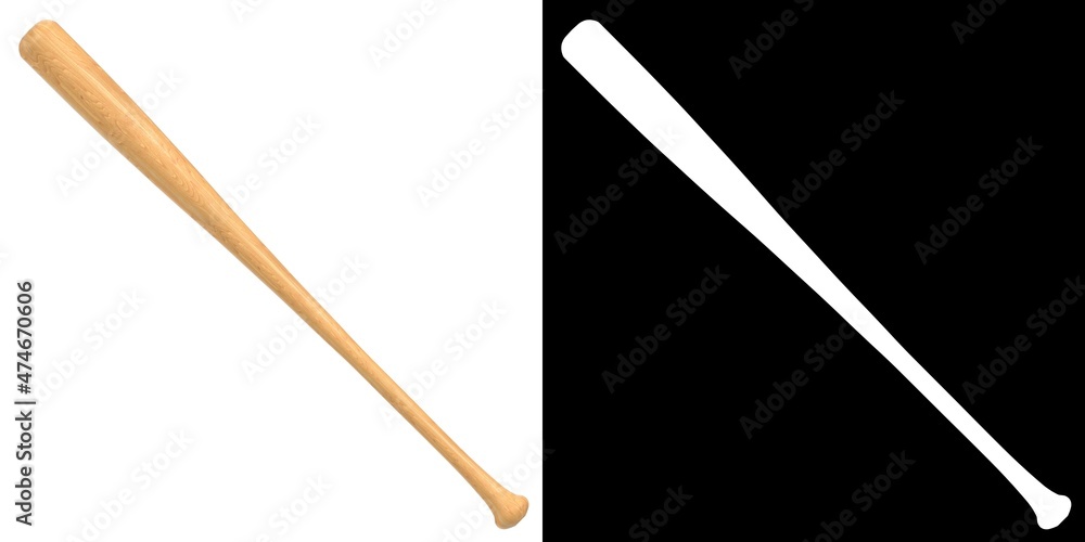 3D rendering illustration of a baseball bat 3D rendering illustration of a baseball bat