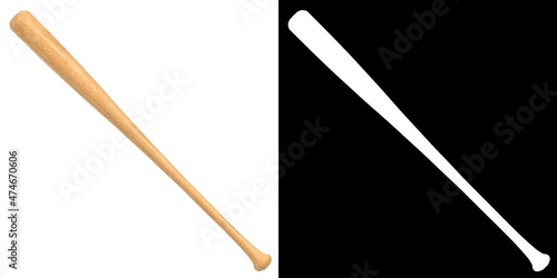 Photography 3D rendering illustration of a baseball bat
