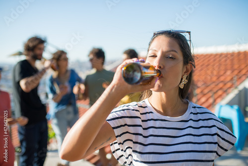 Canvas Print Portrait of woman with dark hair at party