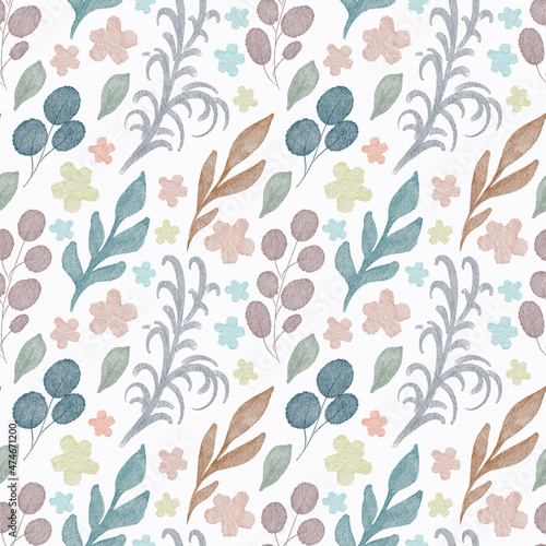 Seamless background with watercolor floral elements. Bright pattern for wallpaper  fabric  packaging  cards.
