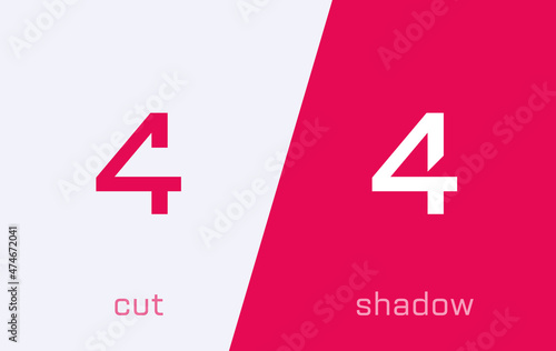 Set of number 4 minimal logo icon design template elements