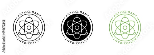 Antioxidant icon. Molecule vector illustration on white isolated background. Radical free oxidant molecule. Detox business concept. Vector illustration photo