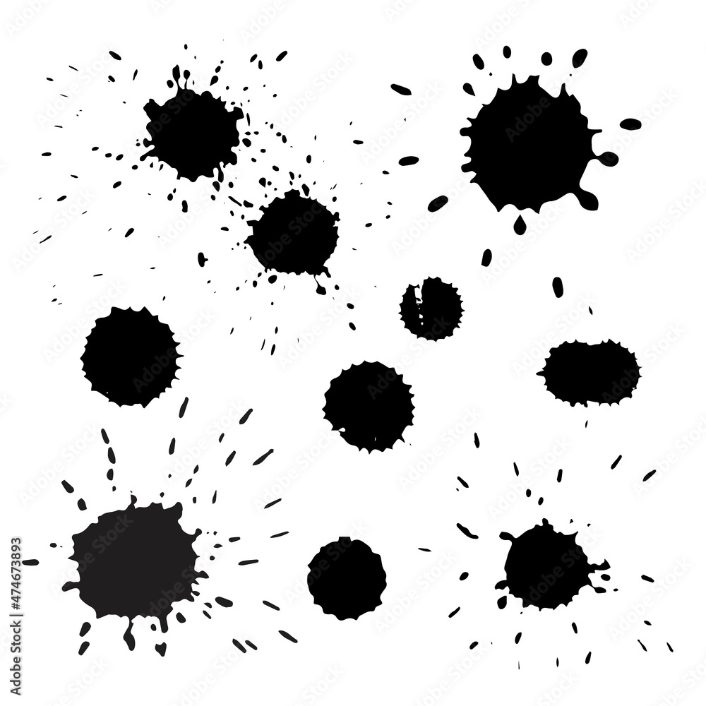 Set of Ink stains vector set in black and white color. Vector illustration. Set of Ink stains vector set in black and white color. Vector illustration.