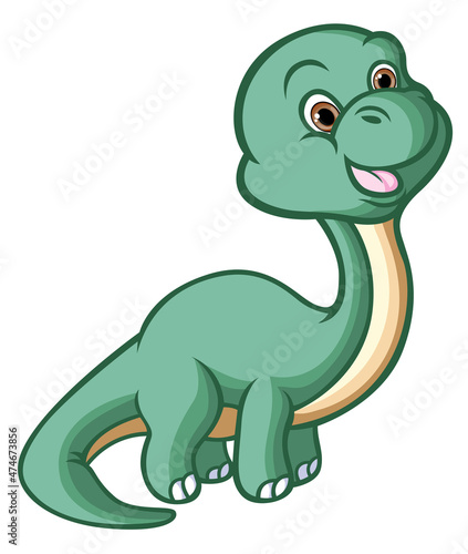 The brontosaurus is playing and standing with happy face