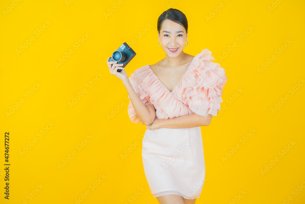 Portrait beautiful young asian woman use camera Portrait beautiful young asian woman use camera
