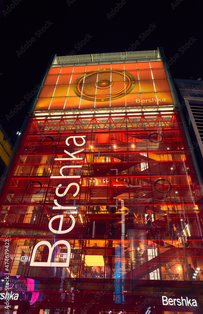 Bershka shop in the Shibuya shopping district at night. Tokyo. Japan. Stock  Photo | Adobe Stock