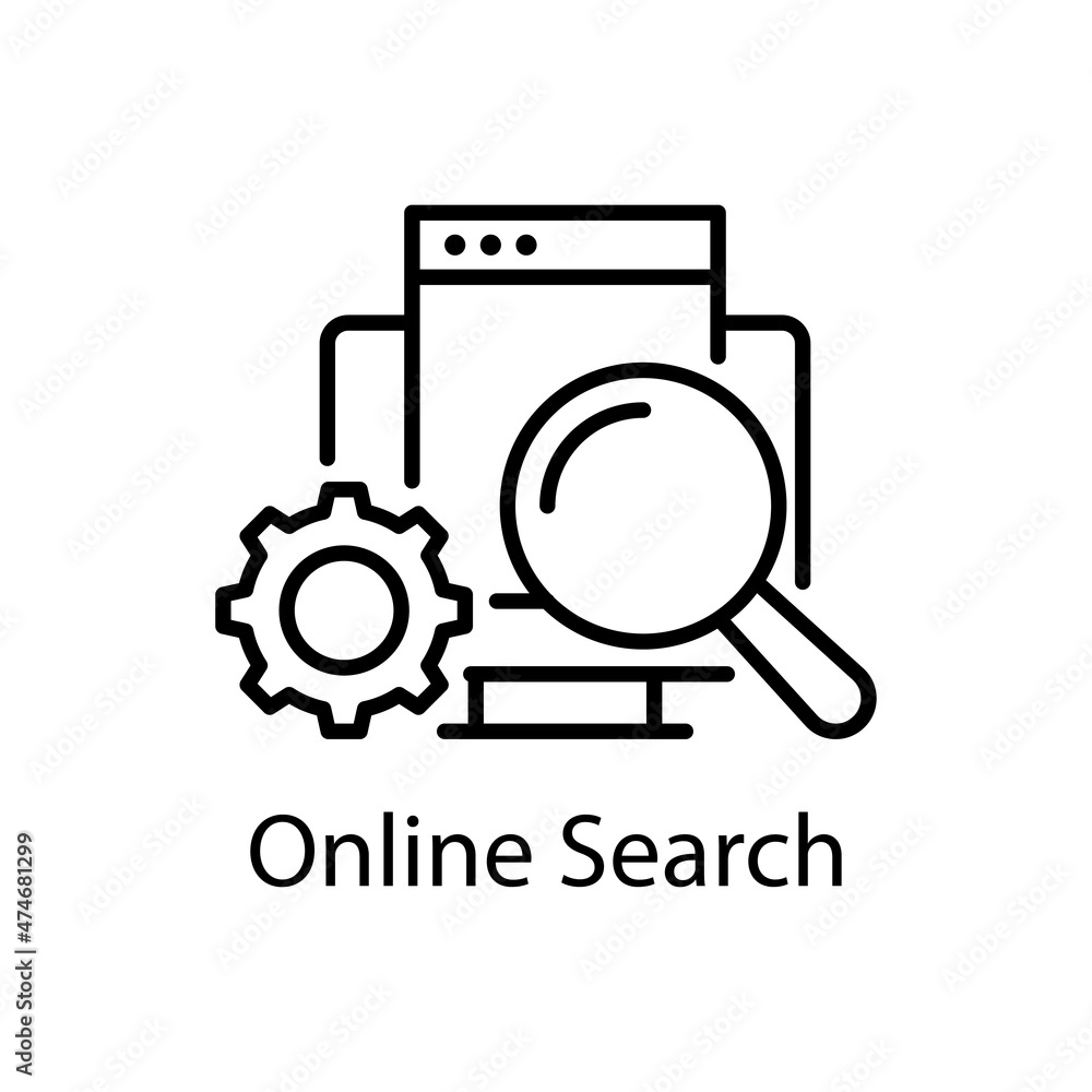 Online Search vector Outline Icon Design illustration. Activities Symbol on White background EPS 10 File Online Search vector Outline Icon Design illustration. Activities Symbol on White background EPS 10 File