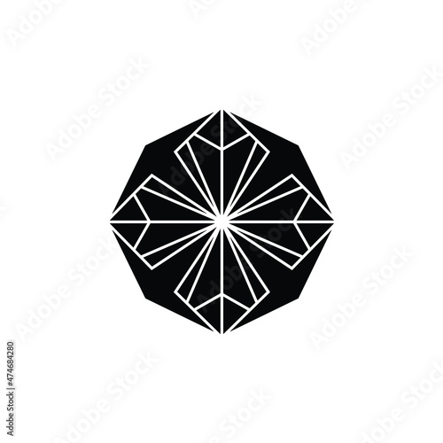 Mandala Ornament with Diamond Crystal Pattern Logo Design Luxury