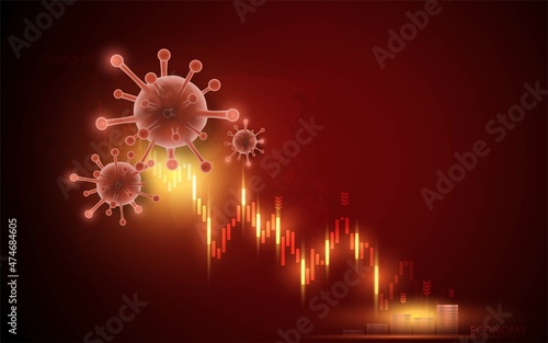 coronavirus covid 19 graph affects crisis and loss global economy and business finance coronavirus weakens economy coronavirus concept bar graph red background image