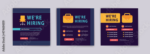 We're hiring. Job offer leaflet template. Job vacancy flyer poster template design