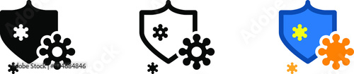 virus and shield,  immune system icon, vector