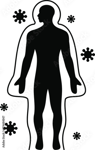 virus and shield,  immune system icon, vector