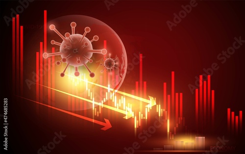 coronavirus covid 19 graph affects crisis and loss global economy and business finance coronavirus weakens economy coronavirus concept bar graph red background image