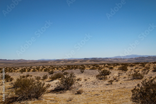 Blick in die Wüste in Nevada. Viel Sand, Berge und wenig Vegetation. 
