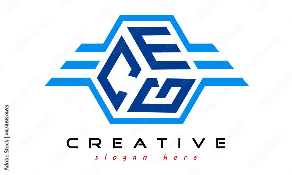 emblem badge with wings CEG letter logo design vector, business logo, icon shape logo, stylish logo template - obrazy, fototapety, plakaty 