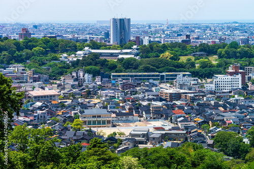 卯辰山公園の見晴らし台から眺める金沢の街