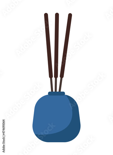 Incenses sticks semi flat color vector object. Realistic item on white. Interior decoration. Relaxing aromatherapy isolated modern cartoon style illustration for graphic design and animation