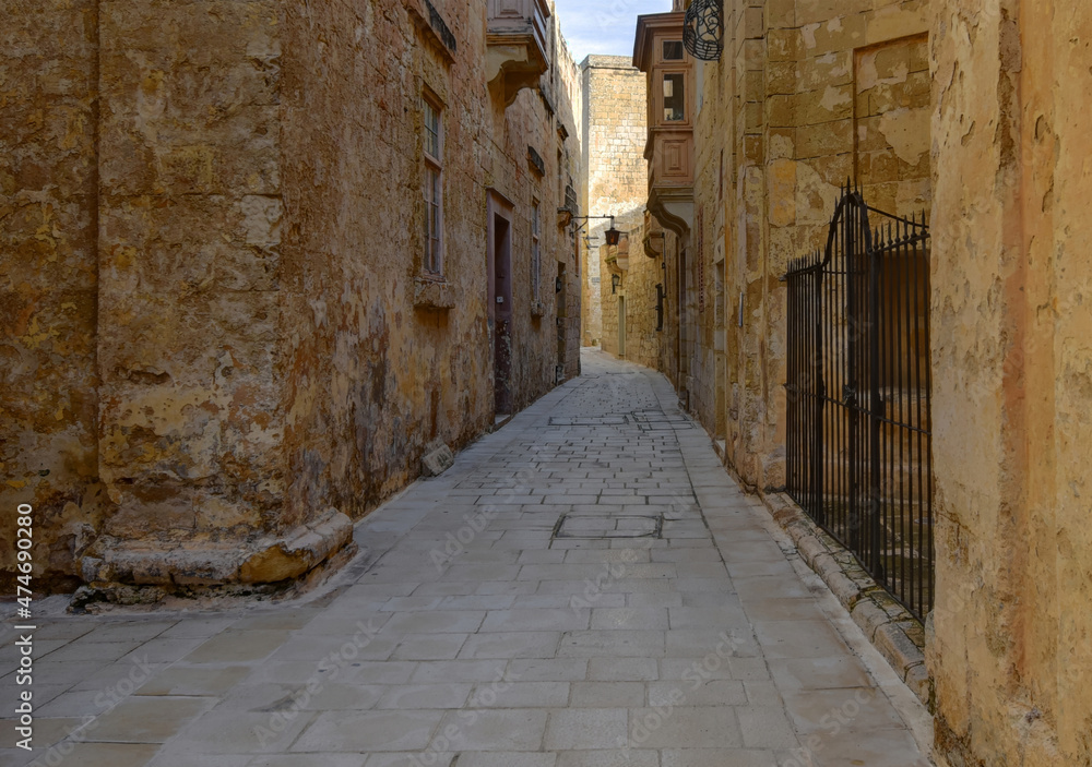 narrow stone street in the old city