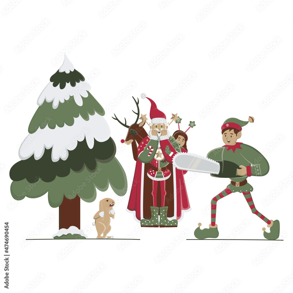 Santa and the elf with the chainsaw Santa and the elf with the chainsaw
