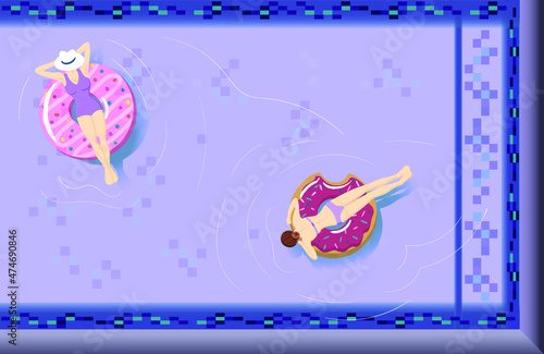 girls background of swimming pool with space for your design