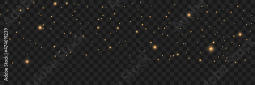 Glowing light effect with many glitter particles isolated on transparent background. Star cloud with dust. Vector 10ps