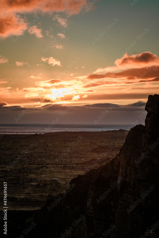 Beautiful rugged Icelandic landscape with horses and waterfalls typical of the area Beautiful rugged Icelandic landscape with horses and waterfalls typical of the area