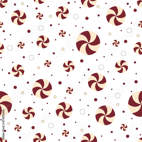 Round candy seamless pattern for Christmas design