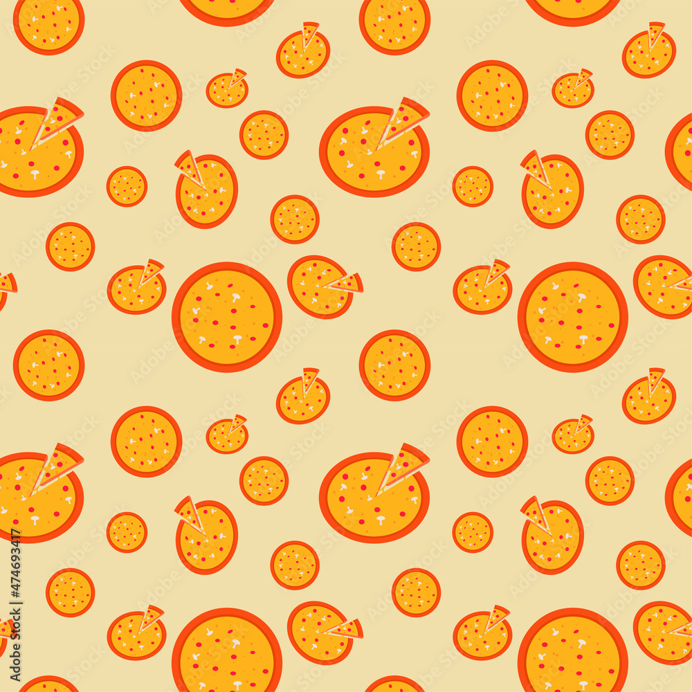 Seamless pattern of pizza illustration. Seamless pattern of pizza illustration.