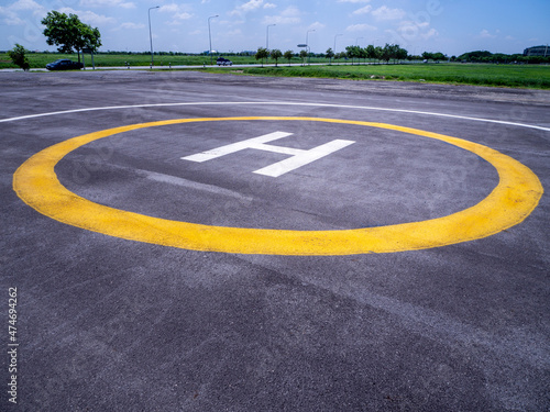 Private Helicopter sing parking area in airport © tlovely