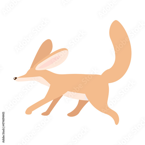 Fennec fox semi flat color vector character. Jumping figure. Full body animal on white. Cute small wild animal isolated modern cartoon style illustration for graphic design and animation