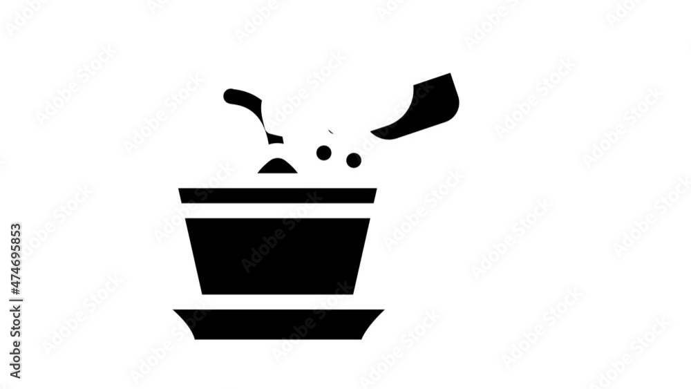 potted plant with compost animated glyph icon potted plant with compost sign. isolated on white background
